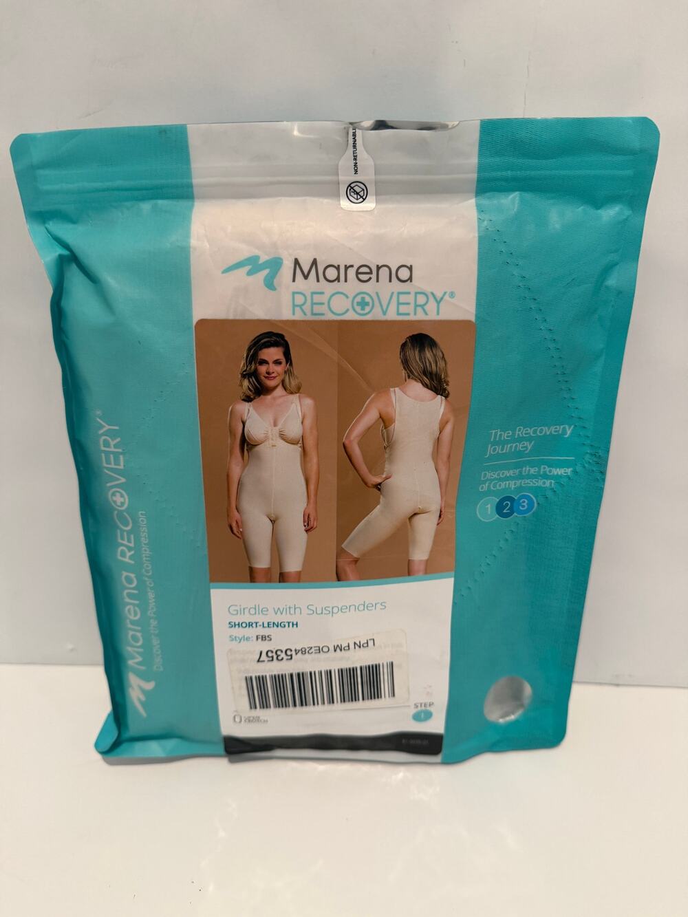 Marena Recovery Compression Girdle with Suspenders FBS Short Length LARGE Beige